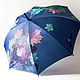 Зонт с ручной росписью "Синий листопад". Зонты. Umbrella Fine Art зонты с росписью. Ярмарка Мастеров.  Фото №4