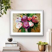 Картины и панно handmade. Livemaster - original item Oil Painting Peonies painting bouquet of Peonies Pink Peonies Voluminous Flowers. Handmade.