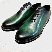 Обувь ручной работы handmade. Livemaster - original item Oxfords, made of genuine leather, hand made, in green color.. Handmade.