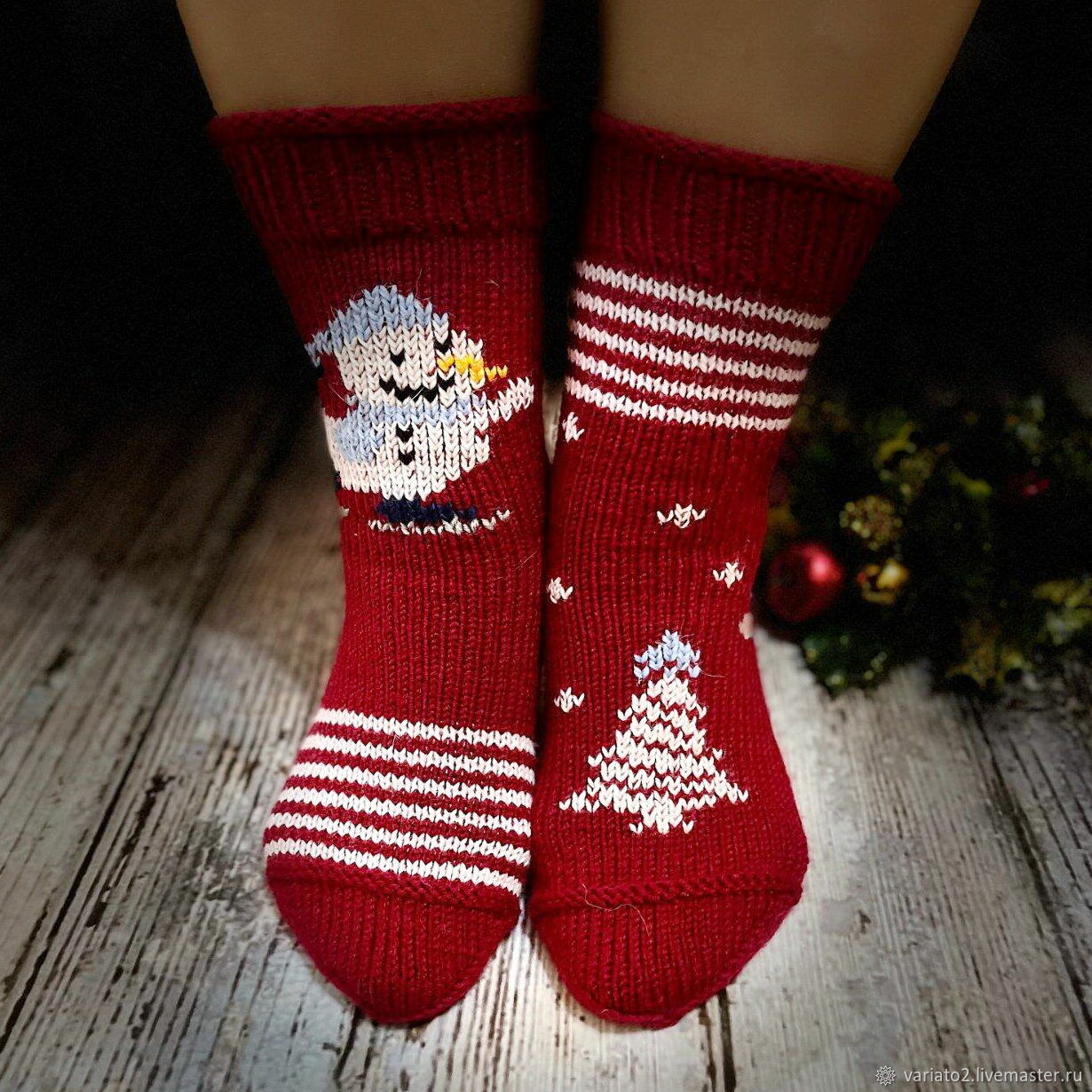 Носки новогодние "Снеговик" – заказать на Ярмарке Мастеров – MB1TQRU ...