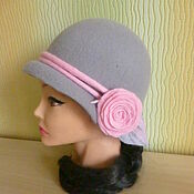 Аксессуары handmade. Livemaster - original item Felted hat gray with a rose.. Handmade.