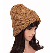 Аксессуары handmade. Livemaster - original item Beanie hat with lapel knitted women with a pattern. Handmade.