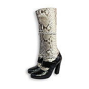 Обувь ручной работы handmade. Livemaster - original item Boots made from Python DESSIMO. black and white.. Handmade.