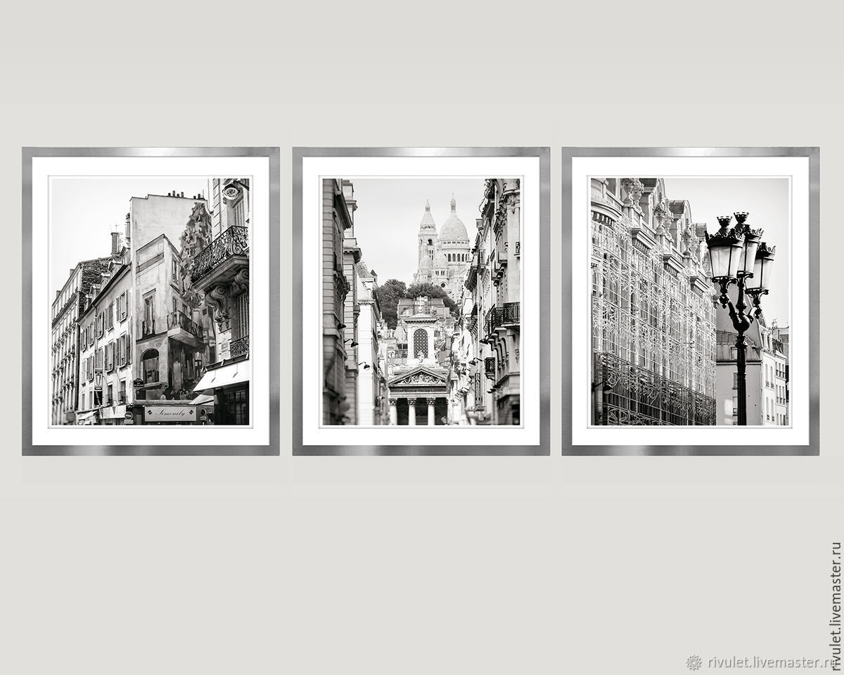 Black and white fine art photographs Paris Triptych 'walk around the streets of Paris, Fine art photographs, Moscow,  Фото №1