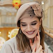 Женская фетровая шляпа  с вуалью