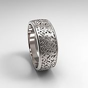 Свадебный салон handmade. Livemaster - original item Wedding ring with ornaments, silver (Ob42). Handmade.
