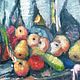  "Натюрморт с рыбой, вином и фруктами" 40*50 см, Картины, Донецк,  Фото №1