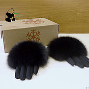 Аксессуары handmade. Livemaster - original item Gloves with fur Fox. Avtoledi. Color black. Handmade.