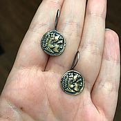 Винтаж handmade. Livemaster - original item Stylish earrings with Roman coins, 925 silver, bronze. Handmade.