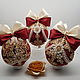 Set of 3 velvet balls 'Red Wine' in a stylish box, Christmas decorations, Novosibirsk,  Фото №1