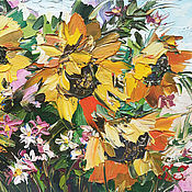 Картины и панно handmade. Livemaster - original item Oil painting Sunflowers gift to a woman. Handmade.