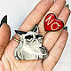 Set of brooches 'Gray funny disgruntled cat angry fat'. Brooch set. greenfox-23. Online shopping on My Livemaster.  Фото №2