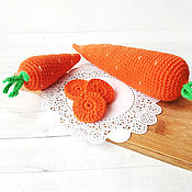 Куклы и игрушки handmade. Livemaster - original item Carrots, knitted food. Set of 3 PCs. Decor and games with children. Handmade.