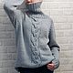 Свитер женский серый вязаный из шерсти с высоким воротом. Свитеры. Sweater Star Вязание на заказ.. Ярмарка Мастеров.  Фото №7