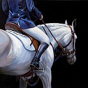 Картина в спальню лошадь Белая красавица, часть диптиха пастелью