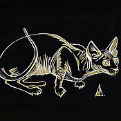 Картины и панно handmade. Livemaster - original item Picture: Black cat Sphinx. graphics. Original. Handmade.