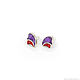 Stud EARRINGS ARIEL - Alena - Moscow MOSAIC Earrings with coral Earrings with charoite Earrings - Mosaic from natural stones
