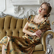 Одежда handmade. Livemaster - original item Silk dress"Golden Retro". Handmade.