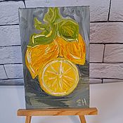 Картины и панно handmade. Livemaster - original item Framed oil painting of Lemons. Handmade.
