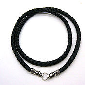 Украшения handmade. Livemaster - original item Choker Gaitan cord leather braided 8mm with wolf heads silver. Handmade.