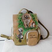 Сумки и аксессуары handmade. Livemaster - original item Leather backpack with engraving and painting to order.. Handmade.