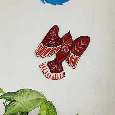 Картины и панно ручной работы. Ярмарка Мастеров - ручная работа Витражный декор на стену Красная птица в русском стиле. Handmade.