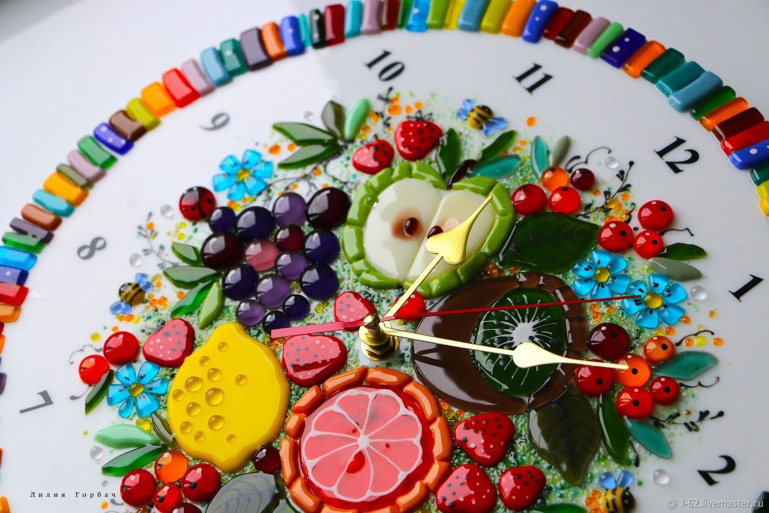 Фруктовый час. Фьюзинг фрукты. Фьюзинг из фруктов. Часы с фруктами. Красивые часы с фруктами на кухню.