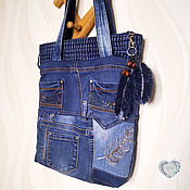 Сумки и аксессуары handmade. Livemaster - original item Shopping Bag Shoulder Bag Denim Casual Shoulder Bag. Handmade.