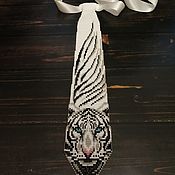 Украшения handmade. Livemaster - original item White Tiger Beaded Tie. Handmade.