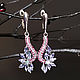 Silver earrings with tanzanite, rubies and Zirconia -'Openwork', Earrings, Moscow,  Фото №1