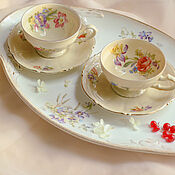 Винтаж handmade. Livemaster - original item Antique porcelain relief tea pairs with flowers Bavaria. Handmade.
