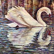 Картины и панно handmade. Livemaster - original item White Swan on a pond.. Handmade.
