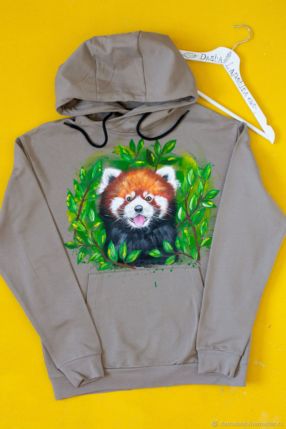 Хаки толстовка с росписью - Красная панда – заказать на Ярмарке ...