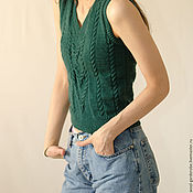 Одежда handmade. Livemaster - original item Knit waistcoat (cardigan)/crop top/cropped sweater/women`s vest. Handmade.