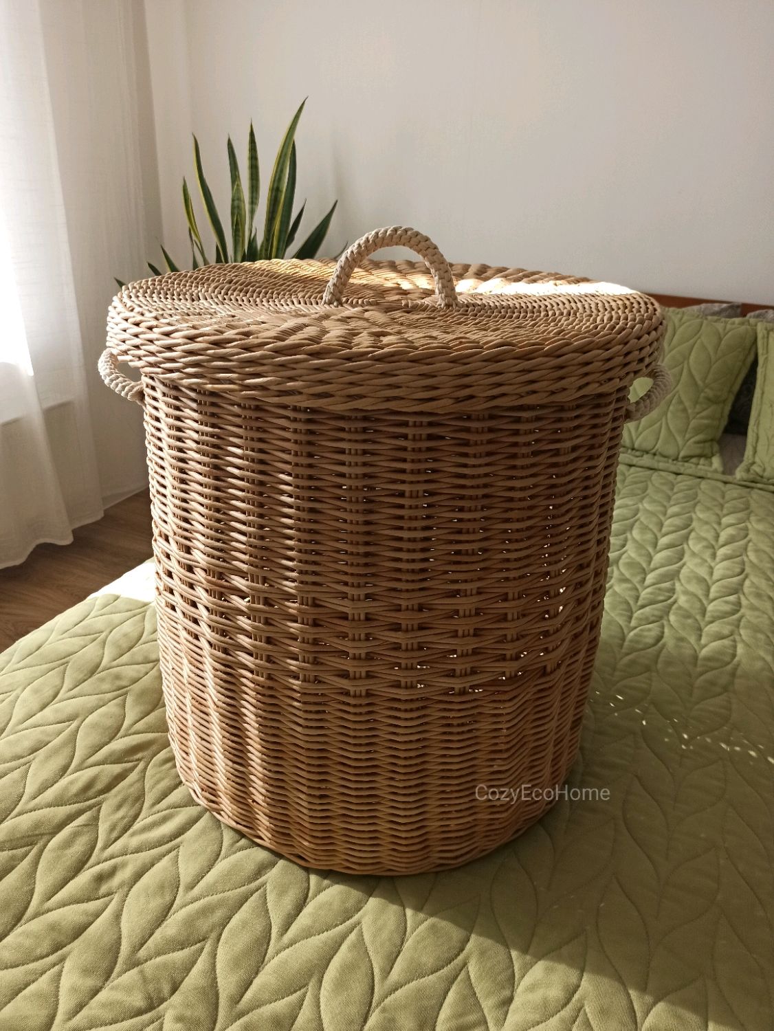 Корзина для белья круглая плетёная с крышкой в интернет-магазине ...