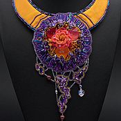 Украшения handmade. Livemaster - original item 3D Embroidery Swarovski statement necklace Love and magic. Handmade.