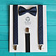 Dark blue tie suspenders dark blue / kit Monsieur. Butterflies. Respect Accessories. Online shopping on My Livemaster.  Фото №2