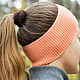 Knitted head bandage peach color. Bandage. strickenshop. Online shopping on My Livemaster.  Фото №2