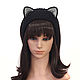 Headband with Cat ears knitted hair Black. Bandage. Space Cat Knitting. My Livemaster. Фото №4
