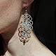 Long Evening Silver Earrings, Wedding Earrings. Earrings. moonlace. Online shopping on My Livemaster.  Фото №2