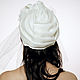 White silk organza turban with small black rose and net. Caps. TURBAN SVS. My Livemaster. Фото №5