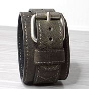 Украшения handmade. Livemaster - original item Wide Leather Cuff, Dark Grey Leather Bracelet. Handmade.