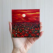 Картины и панно handmade. Livemaster - original item Miniature oil painting with poppies 