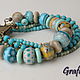 Bracelet with turquoise and coral, Bead bracelet, Moscow,  Фото №1