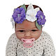 Детская повязка с цветами для новорожденной девочки. Ободки и повязки на голову. Bin-Bon для детей. Интернет-магазин Ярмарка Мастеров.  Фото №2