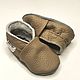 Light Brown Baby Shoes, Baby Moccasins, Leather Baby Shoes, Footwear for childrens, Kharkiv,  Фото №1