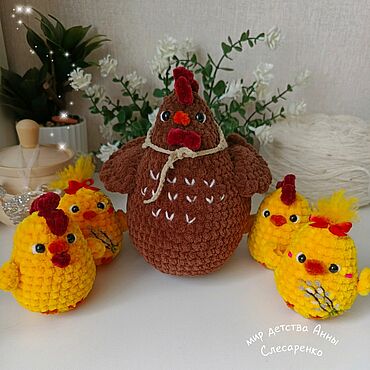 Куклы и игрушки ручной работы. Ярмарка Мастеров - ручная работа Курочка с цыплятами. Вязаные игрушки. Пасхальный декор.. Handmade.