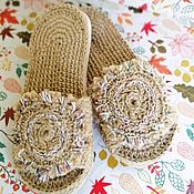 Обувь ручной работы handmade. Livemaster - original item Home knitted Slippers in boho style with embroidery and massage sole. Handmade.