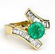 2.28 tw Round Colombian Emerald & Bypass Baguette Diamond Engagement R, Rings, West Palm Beach,  Фото №1