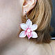 White orchid earrings, polymer clay, Earrings, Nizhny Novgorod,  Фото №1